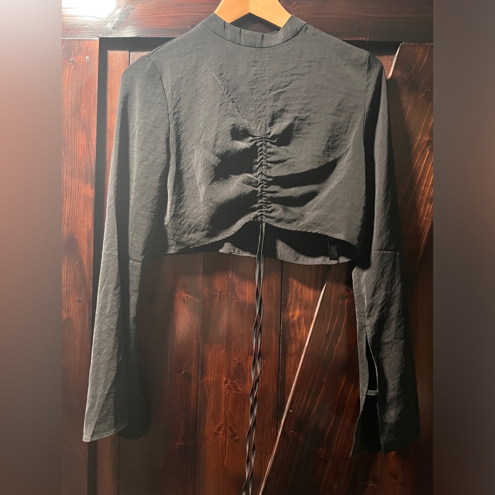 Topshop Black Ruched Blouse